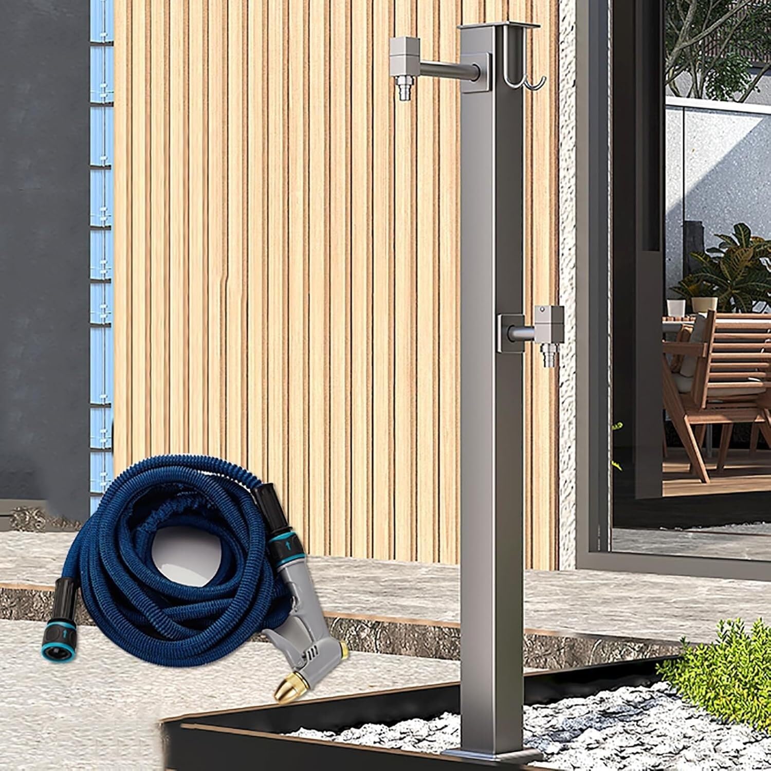 Epano One Color Lxxw Outdoor Faucet Water Column Freestanding Garden Water Column With Outdoor Hose Stand, Metal Fountain Yard Hydrant For Irrigation/Washing