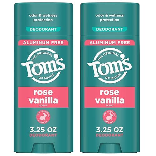 Tom's of Maine Desodorante natural Rose Vanilla para mujeres y hombres, sin aluminio, 3.25 onzas, paquete de 2