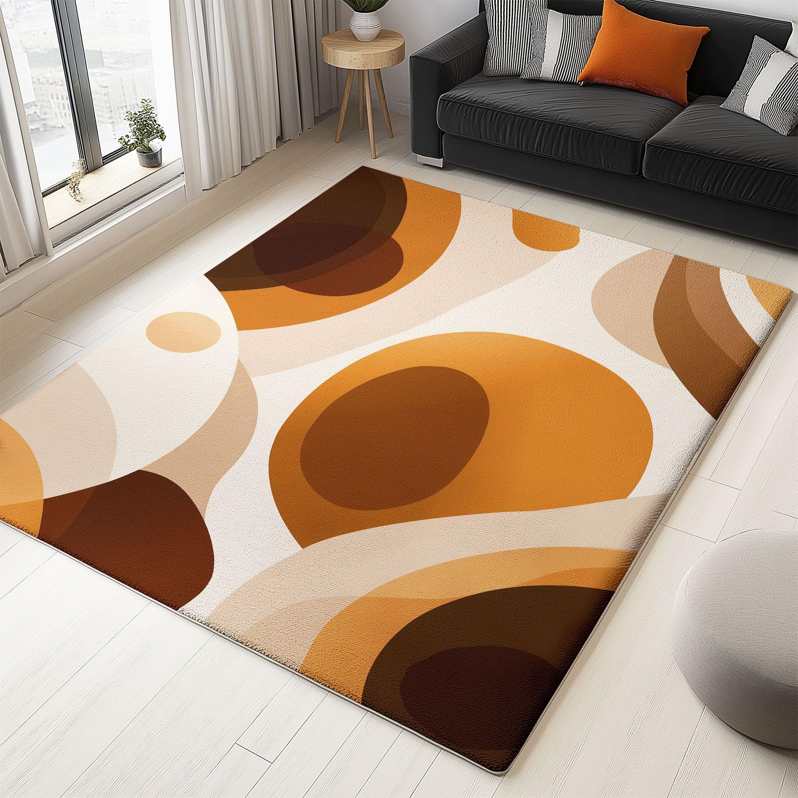Tapis 3D rétro ovale salon cuisine extérieur antidérapant 140x200