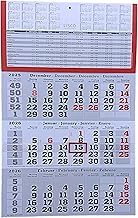 Folded 3 Month Wall Calendar 2026 with Date Slider in Red, Includes Holiday Overviews and Year Overview 2026 and 2027, Three-Month Calendar Ad-Free, 3 Month Calendar