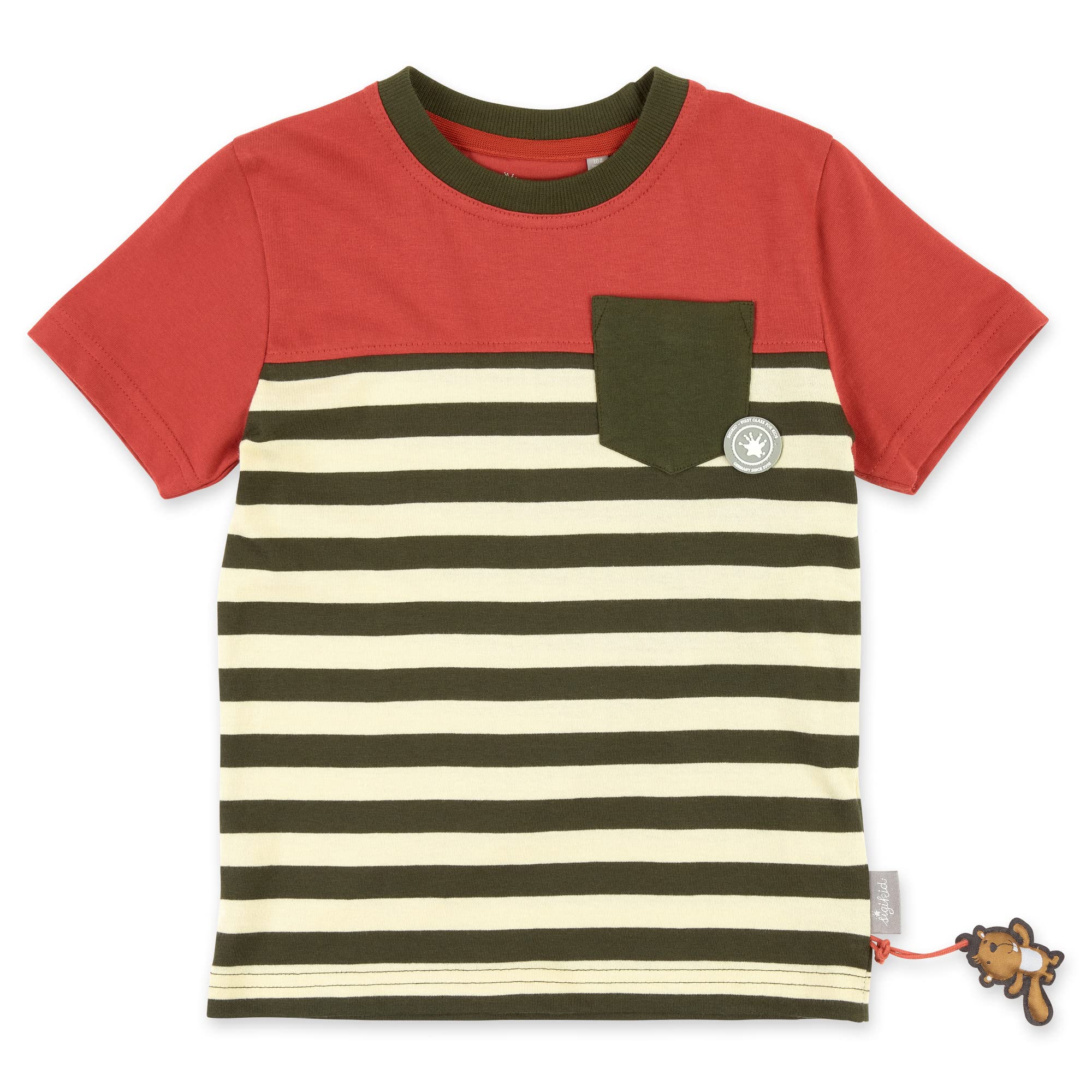 T-shirt garçon sigikid coton bio doux anti-irritation rayé rouille vert 98-128