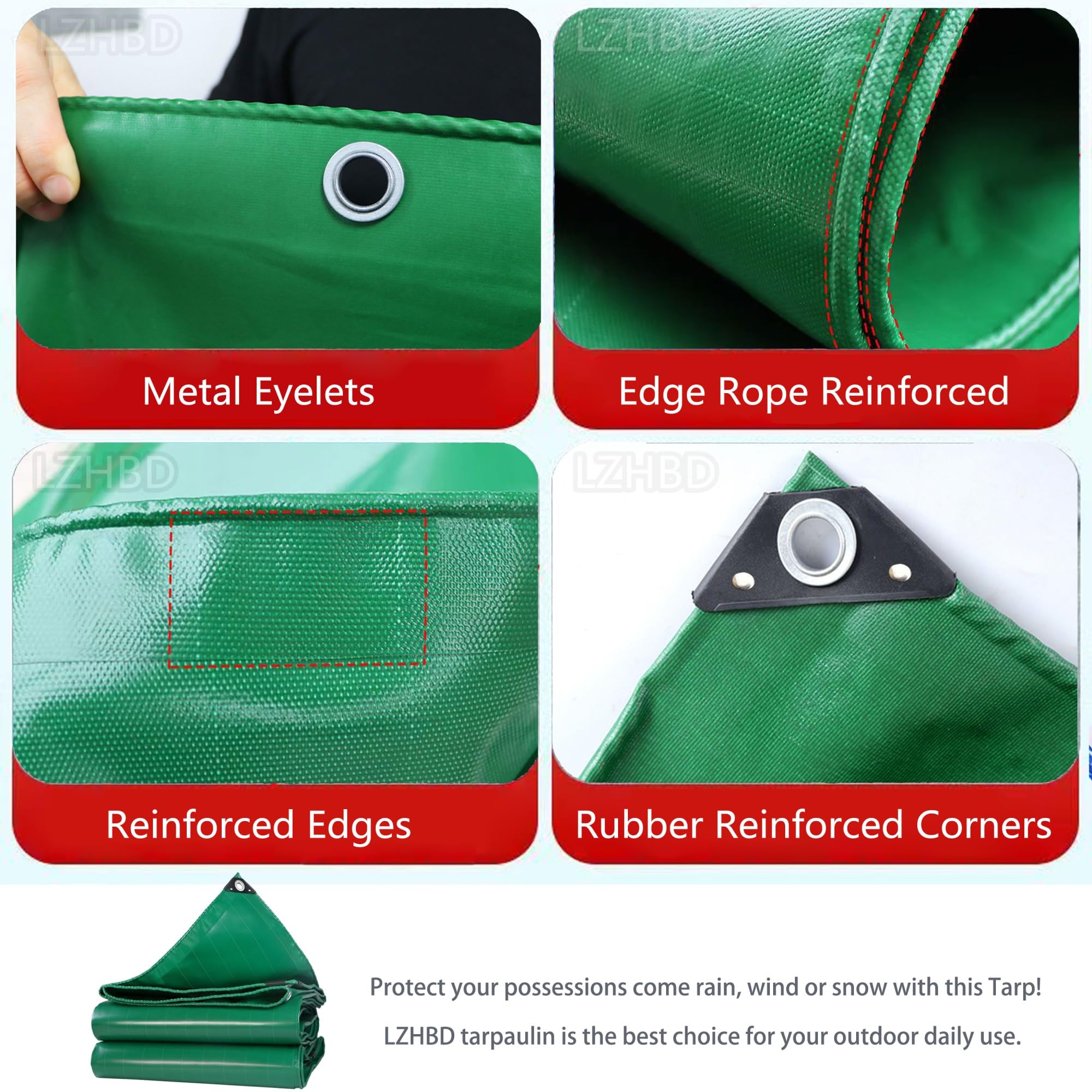 Lona para Techos Máximo Rendimiento 0.5x39.5 m 500g/m² Lona Impermeable para Techadores y Carpinteros, para protección de vehículos y Muebles de jardín, colocación de Piscinas LXX94W, Verde