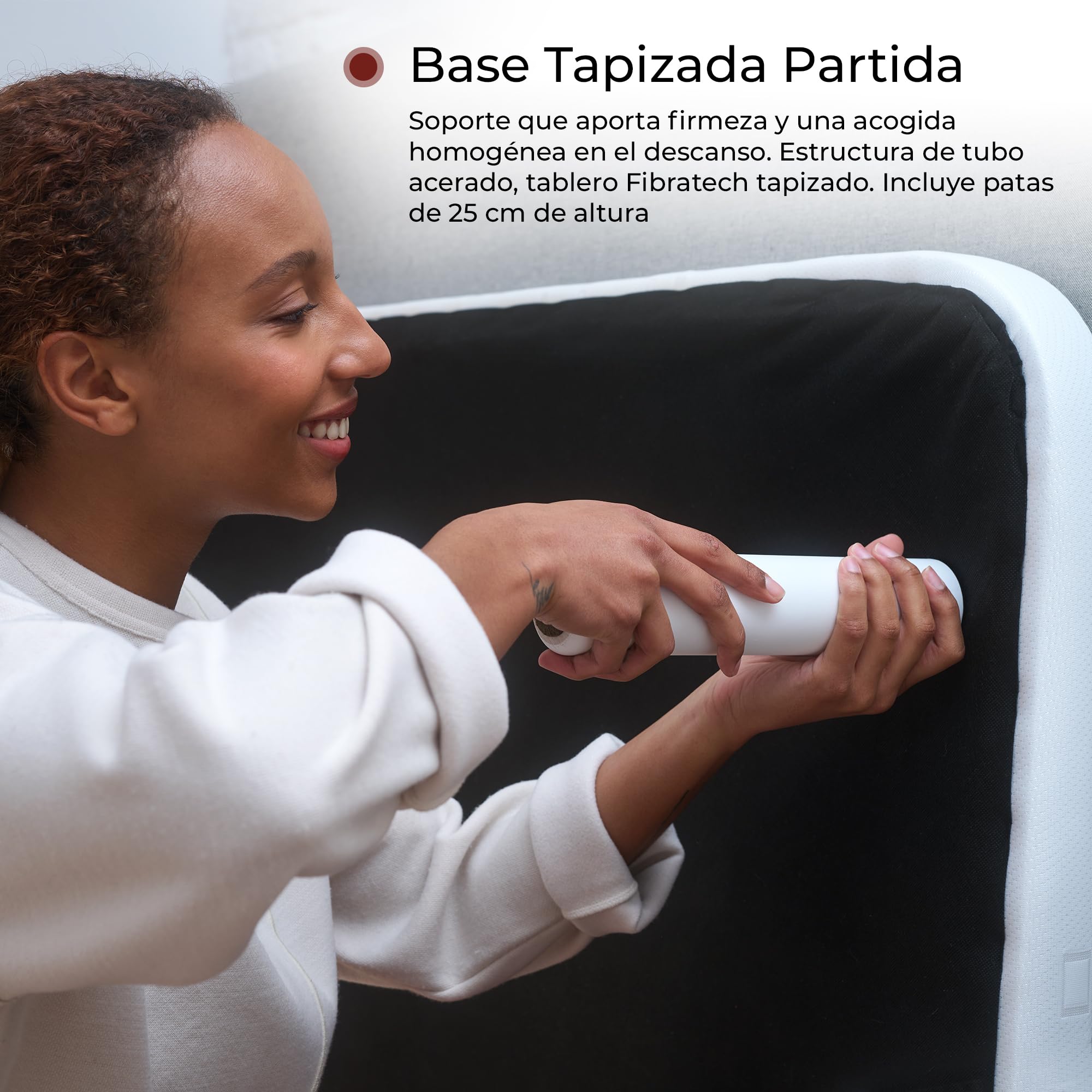 MAXCOLCHON Pack Universitario de Descanso Completo con Colchon Viscoelastico y Base Tapizada Partida para Dormitorios de Estudiantes, Incluye Almohada y Ropa de Cama Blanca, Gris (135x190 cm)