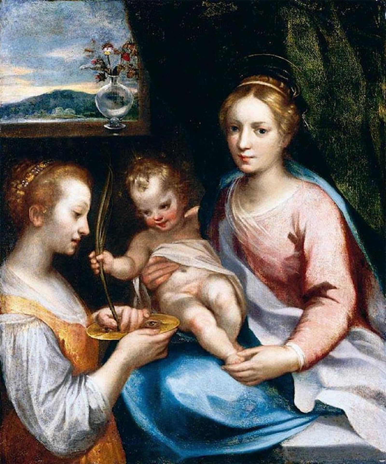 ARTXLXXBN Famous Print Painting Colorful Art Print Lady and Child with St Lucy by Francesco Vanni Canvas Art Decorations for Home Decor 60x90cm