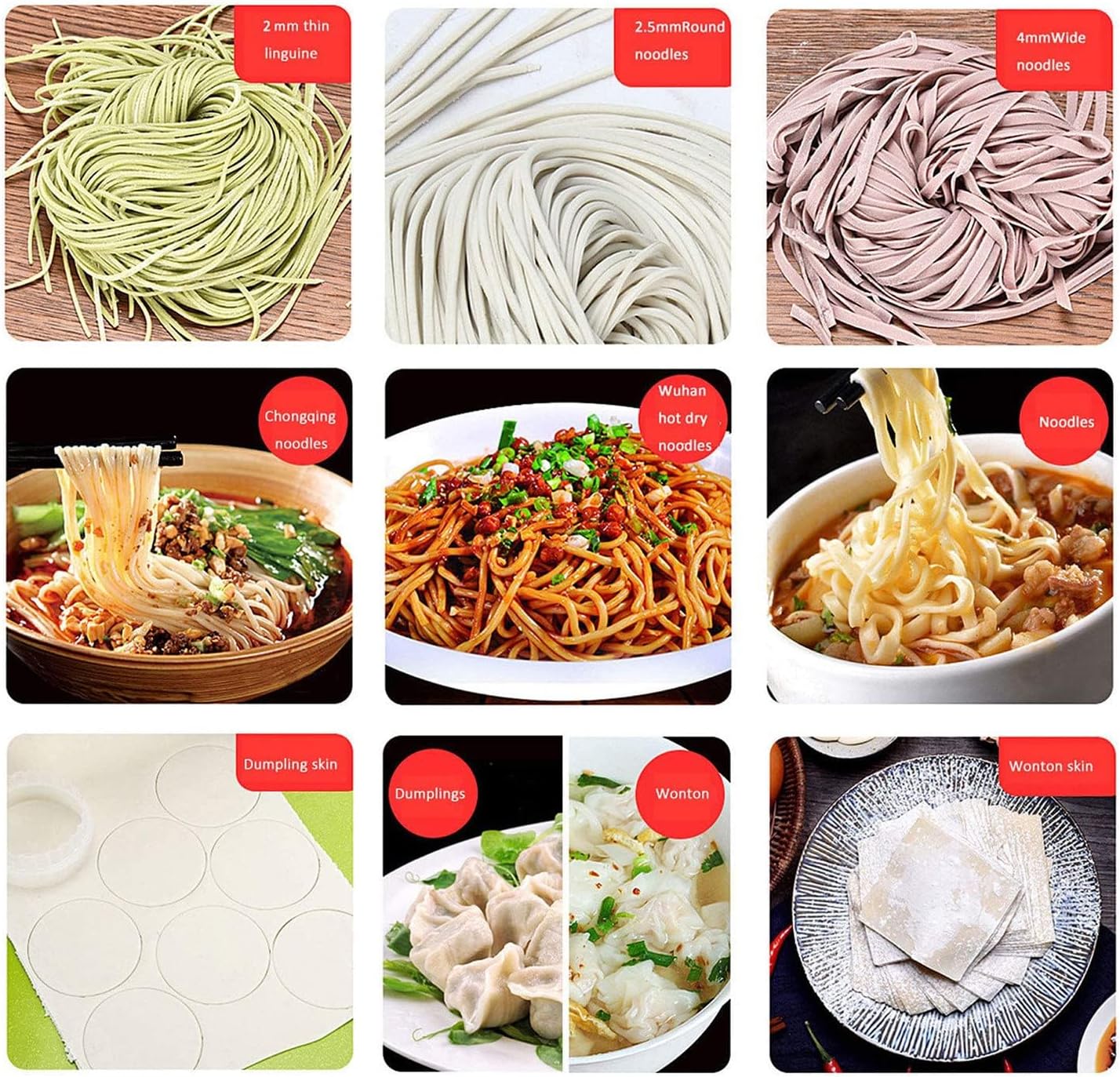 Electric Noodle Maker, Automatic Noodle Pressing Machine, 9 Adjustable Thickness Grades for Noodles/Spaghetti/Lasagne/Ravioli, Pasta Extruder for Food Court, Restaurant 1blade