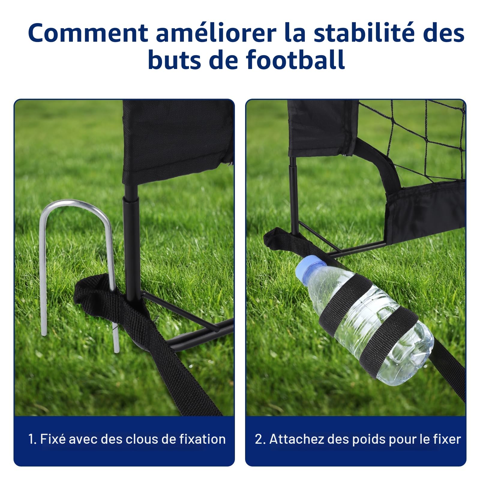 Buts de Football Pliables pour Enfants et Adultes, Lot de 2 avec Barres en Fibre de Verre et Filets de Qualité Supérieure
