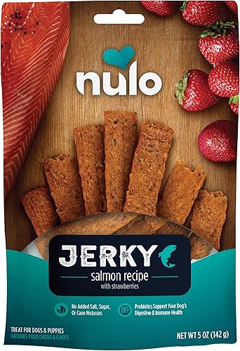 Nulo Premium Jerky Strips - Golosinas para perros, tiras de cecina con alto contenido de proteínas sin granos hechas con probiótico BC30 para apoyar