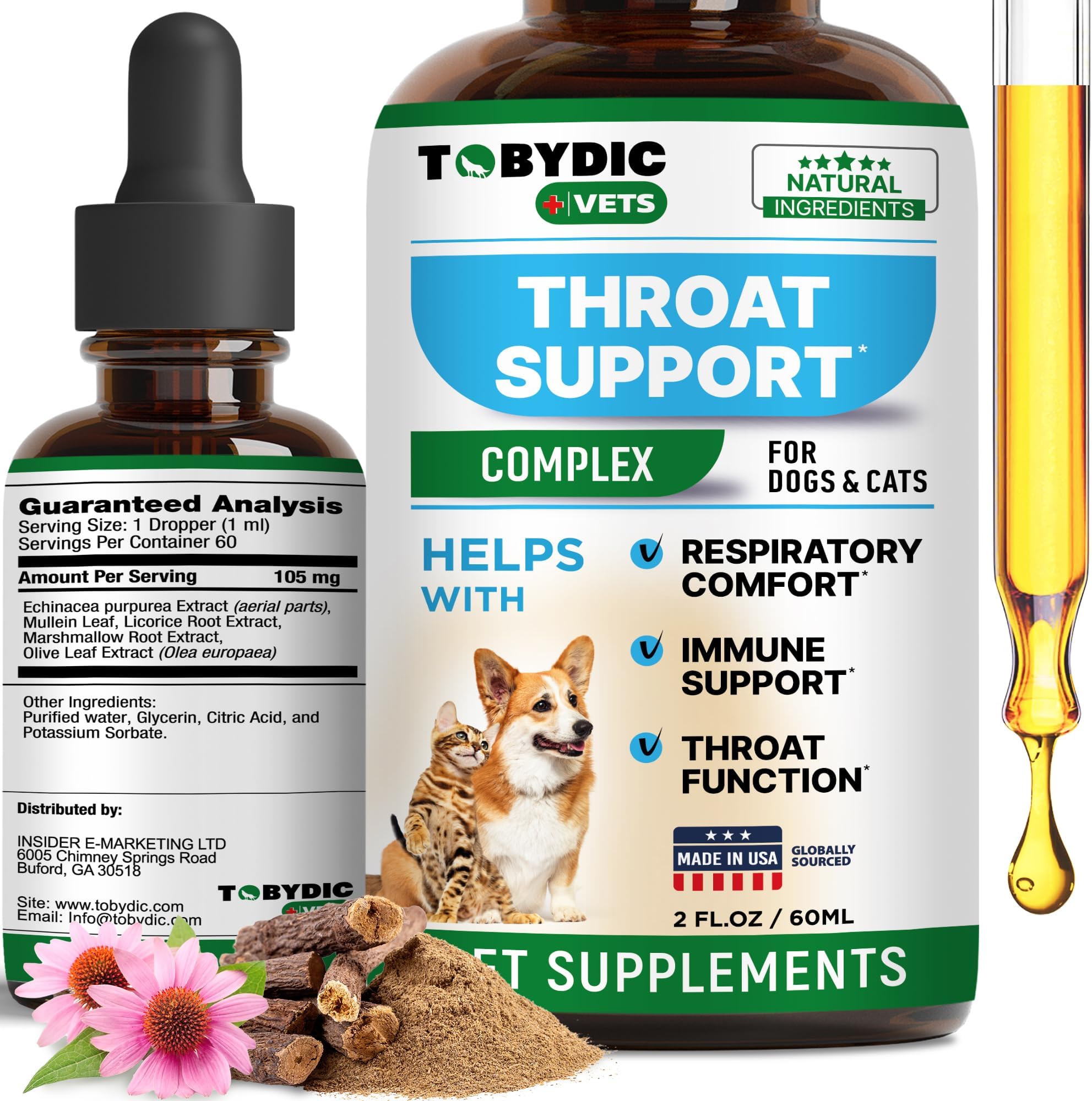 Dry & Wet Kennel Cough Natural Relief for Dogs and Cats - Herbal Treatment Support Helps to Soothe Throat & Respiratory Trachea Comfort Supplement for Pets - Made in USA