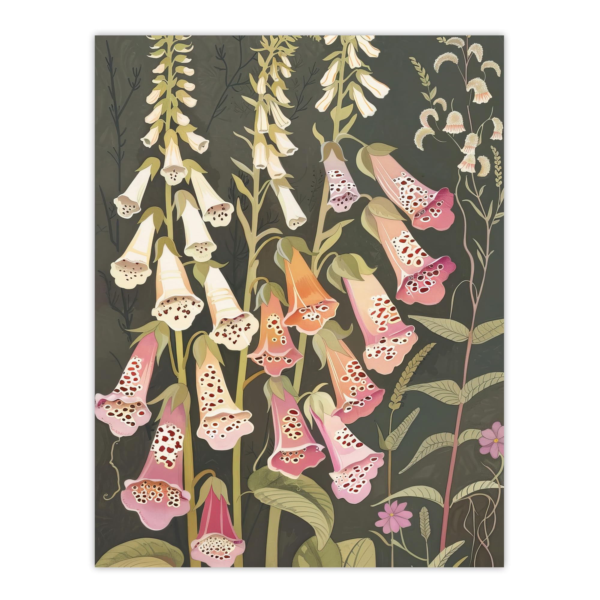 Artery8 Foxglove Flowers Floral Spring Botanical Blooms Living Room Large Wall Art Poster Print Thick Paper 18X24 Inch