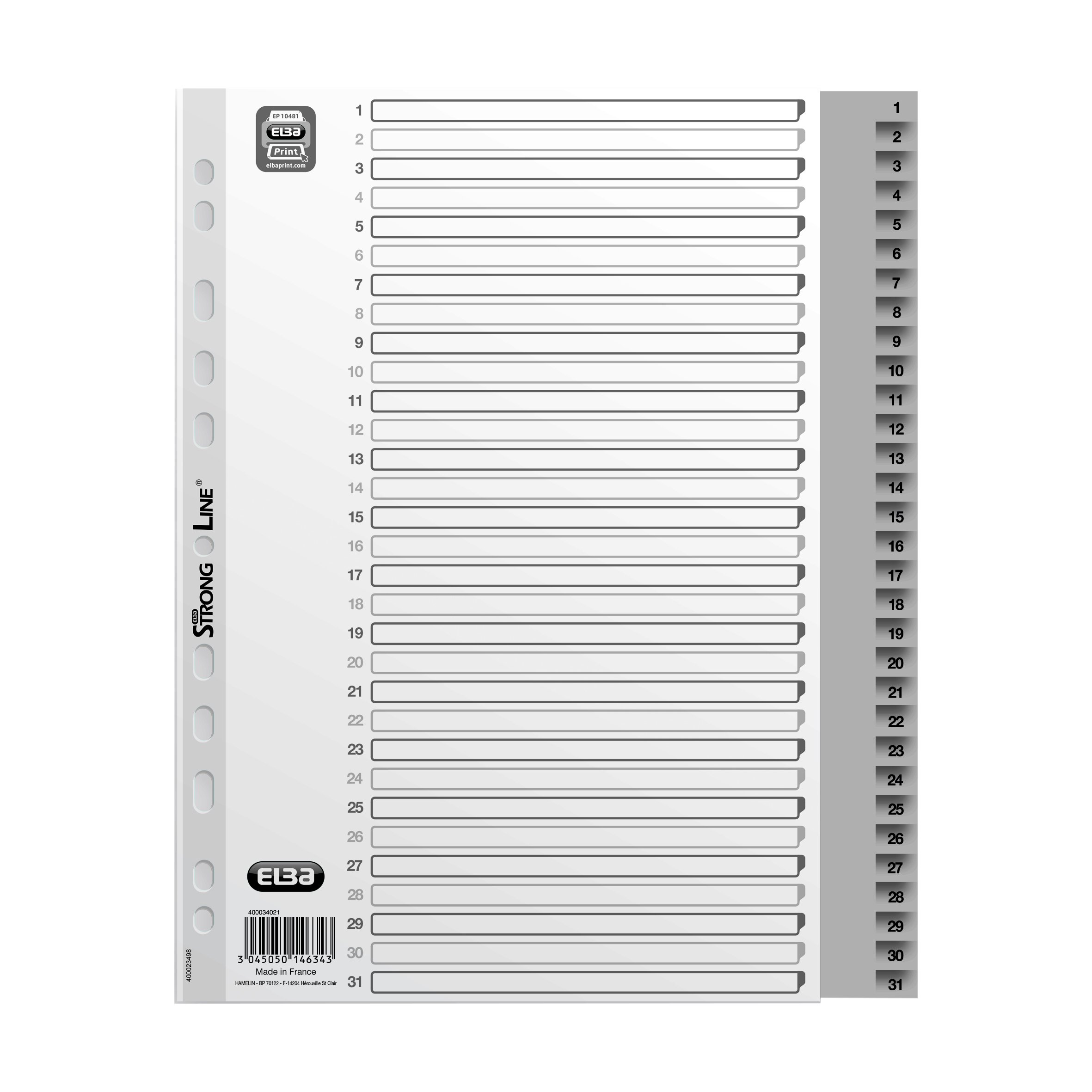 Elba Divider A4 XL 31 Positions Grey