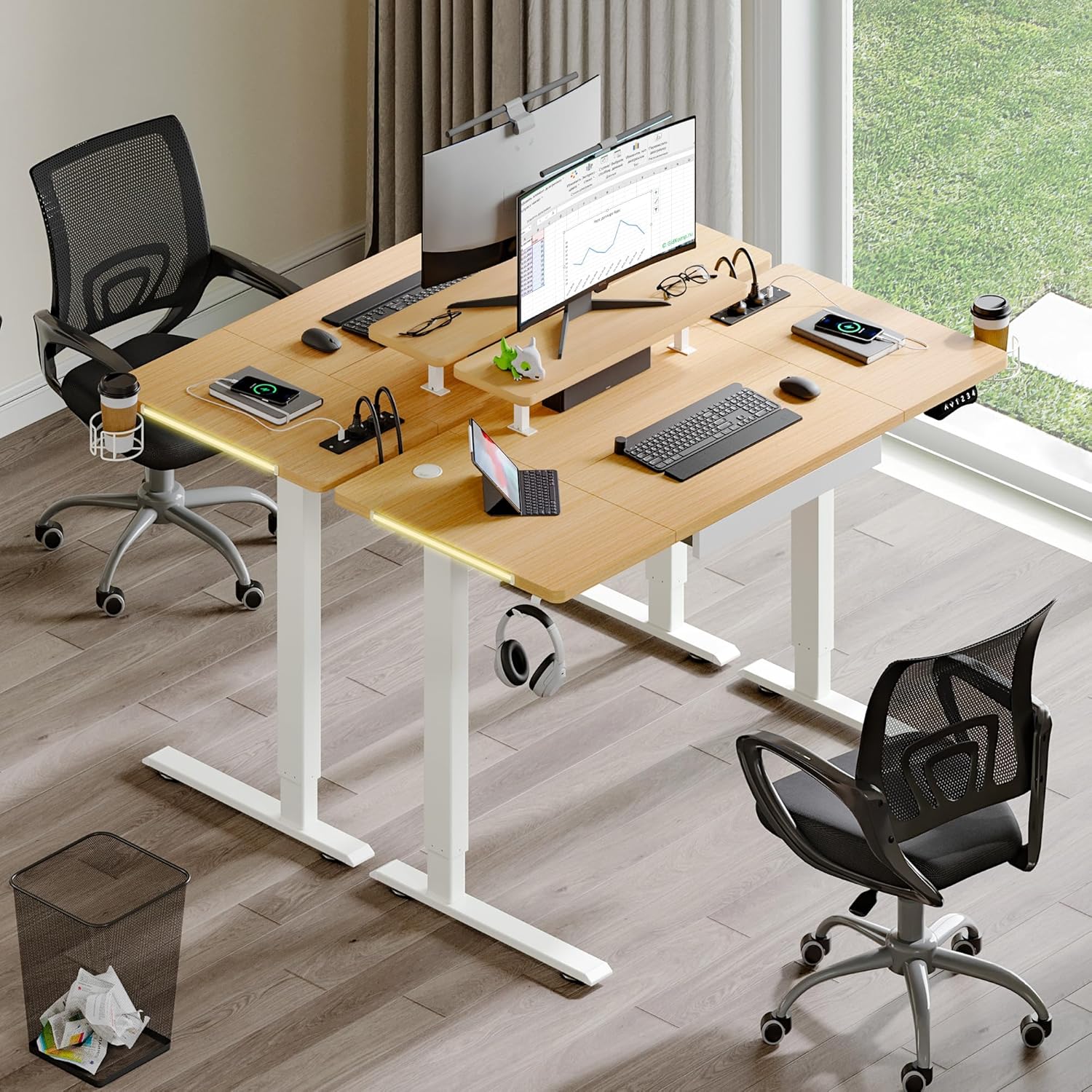 Desk with adjustable RGB LED lights
