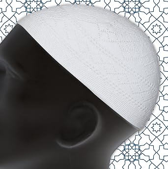 White Kufi Hat + Gemstone Handmade Tasbih