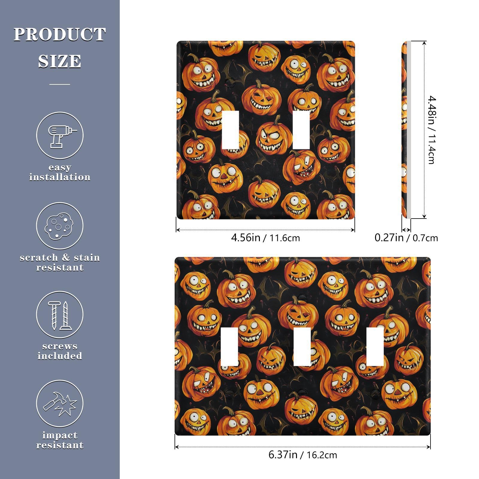 UMIRIKO Halloween Pumpkin Light Switch Cover Plate Covers Decorative Double Toggle Home Decor 202b7172