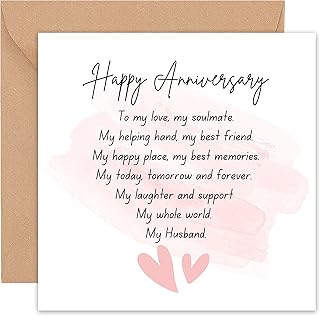 Felbridge Studio - Anniversary Card - Anniversary Card for Husband - Husband Anniversary Cards - Him Men Gay LGBT - Golden 60th 50th 1st Ruby Diamond 10th First Happy Wedding - 14cm