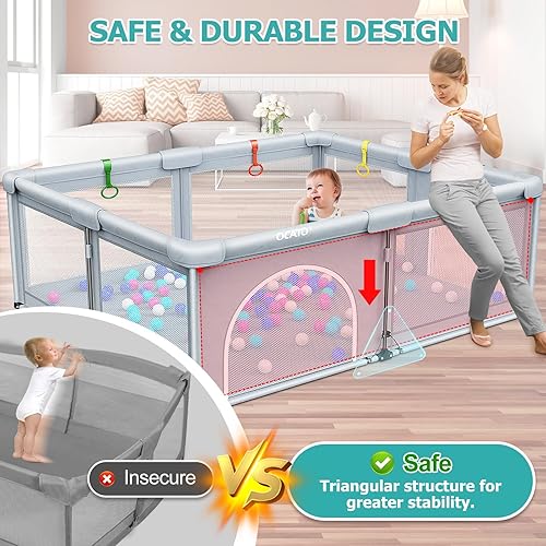 Miniatura 3 de Corralito para bebés corralito plegable para bebés y niños pequeños, corralito de juegos portátil, área de seguridad para niños, patio de juegos de