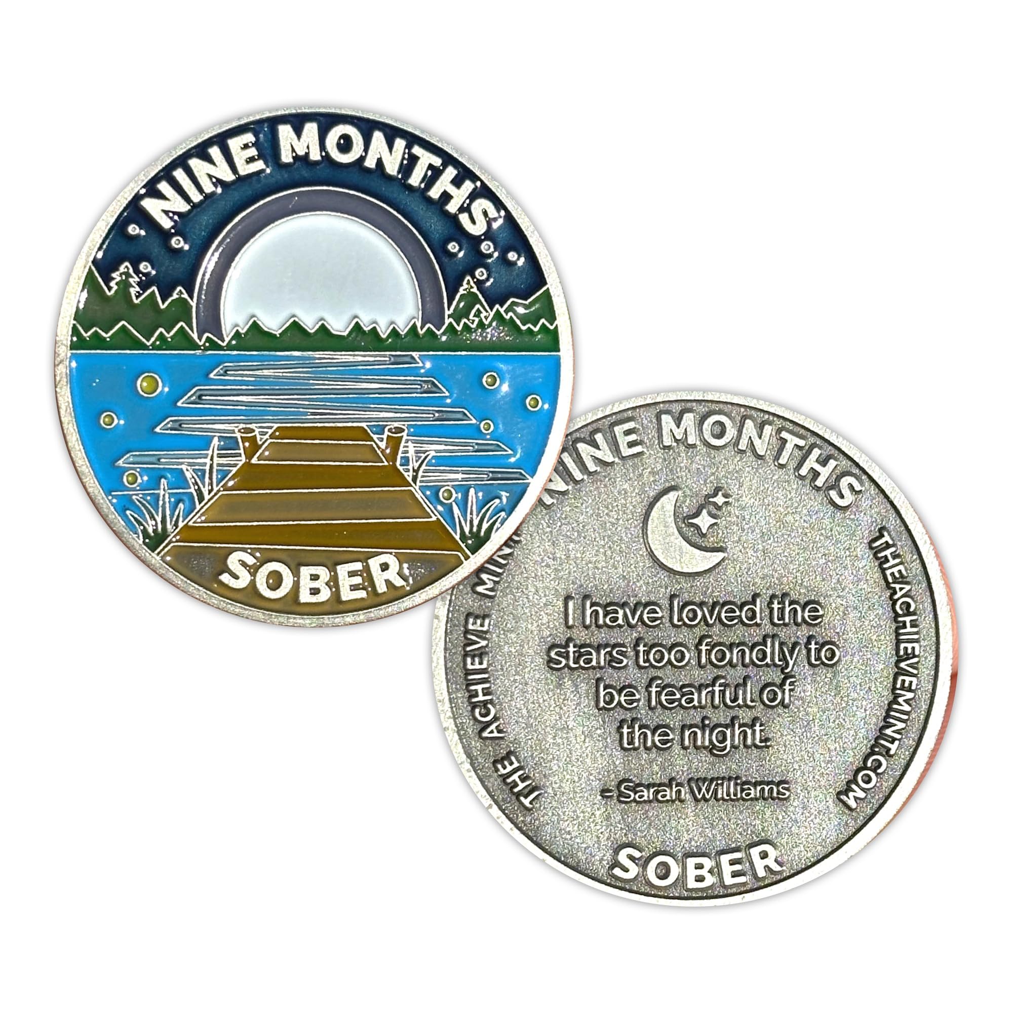 The Achieve Mint 9 Months Sober Token | Nine Month Sober Chip | Non-AA Gift, Non-Religious Medallions for Women and Men Celebrating Sobriety