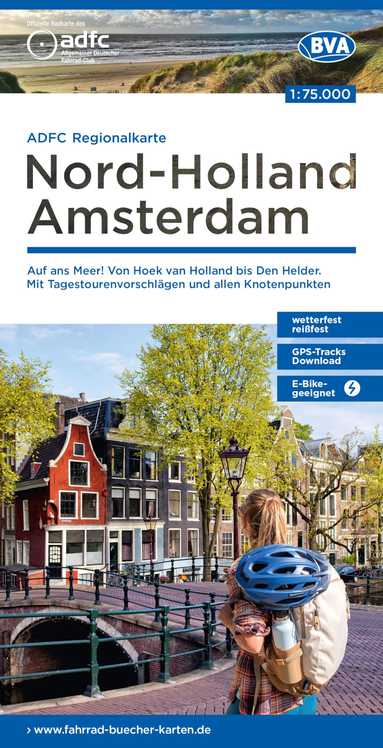 Noord Holland / Amsterdam cycling map: mit Tagestourenvorschlägen und allen punkten, reiß- und wetterfest, E-Bike-geeignet, GPS-Tracks Download, Auf ... van Holland bis Den Helder. (Regionalkarte)