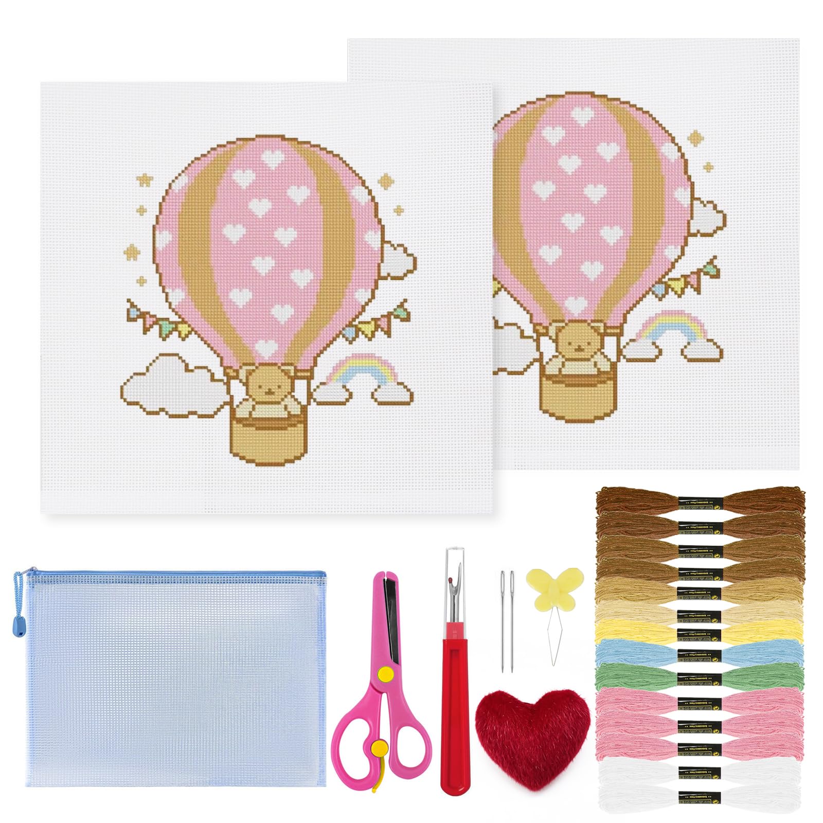 23Pcs Hot Air Balloon 18 Mesh Needlepoint Canvas Kit for Beginners Adults