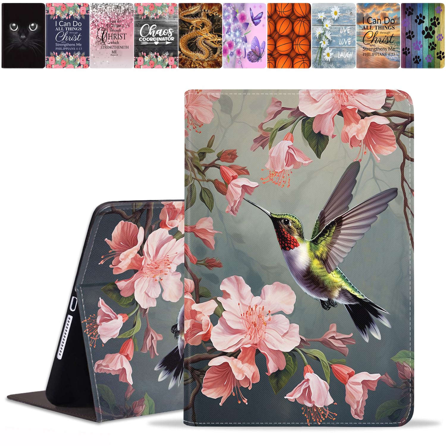 for iPad mini 5/Mini 4 Case, iPad mini 1/2/3 Case, Slim PU Leather Folio Smart Cover with Auto Wake/Sleep for iPad mini 5th/4th Gen 7.9 inch, Hummingbird Flowers