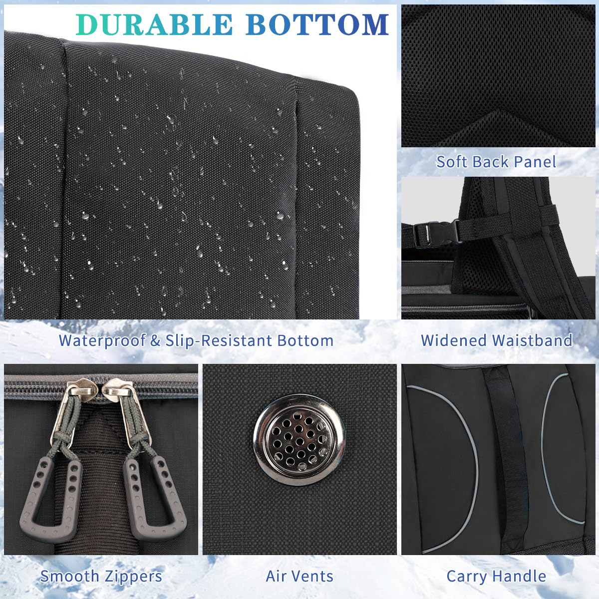 Bolsa para Botas de esquí - Capacidad de 55L - excelente para Viajes con Exterior e Inferior Impermeables, Bolsa para Botas de esquí Unisex para Chaqueta, Casco, Gafas de protección, Guantes