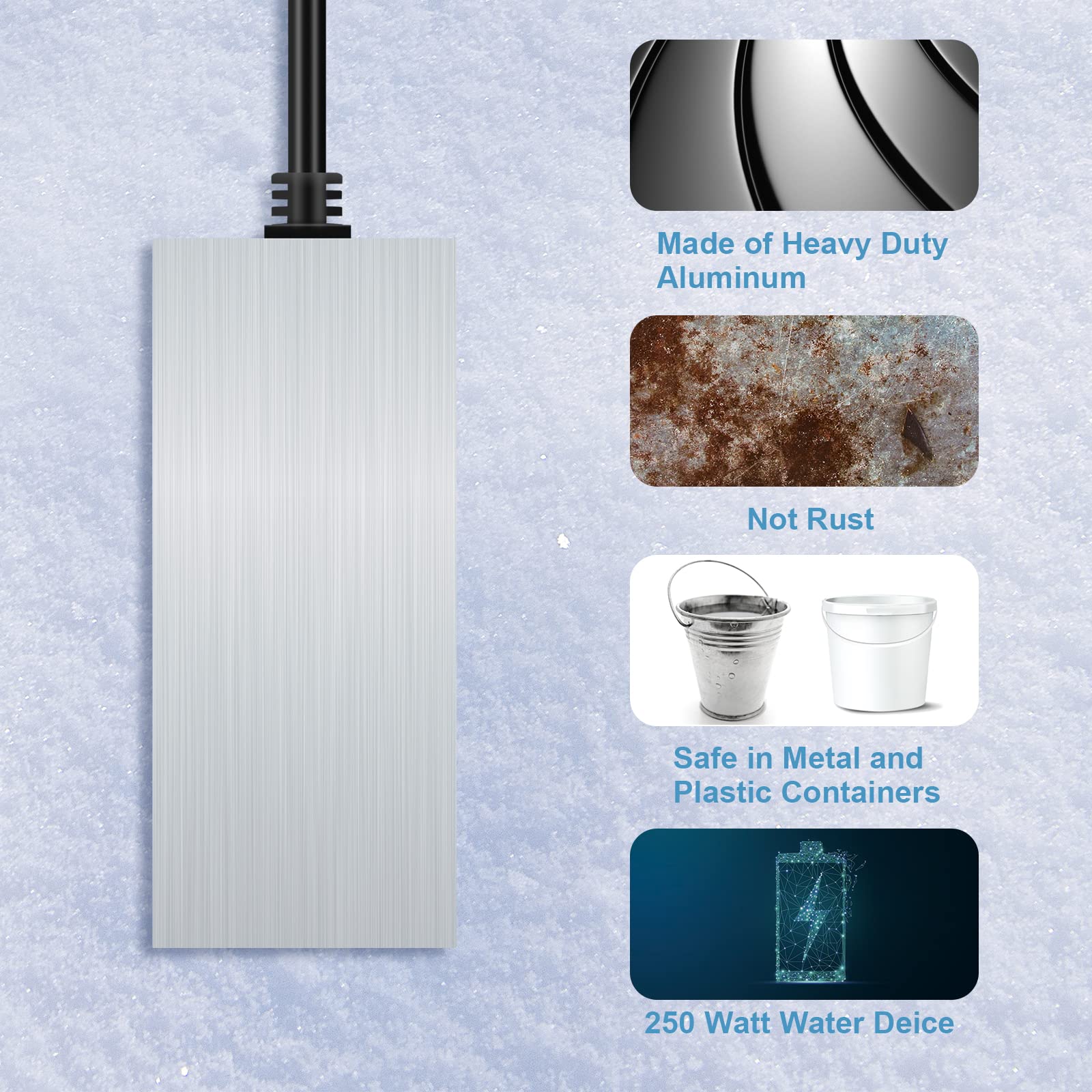 Chicken Waterer Deicer, Submergible Aluminum Utility DeIcer Keeps Water From