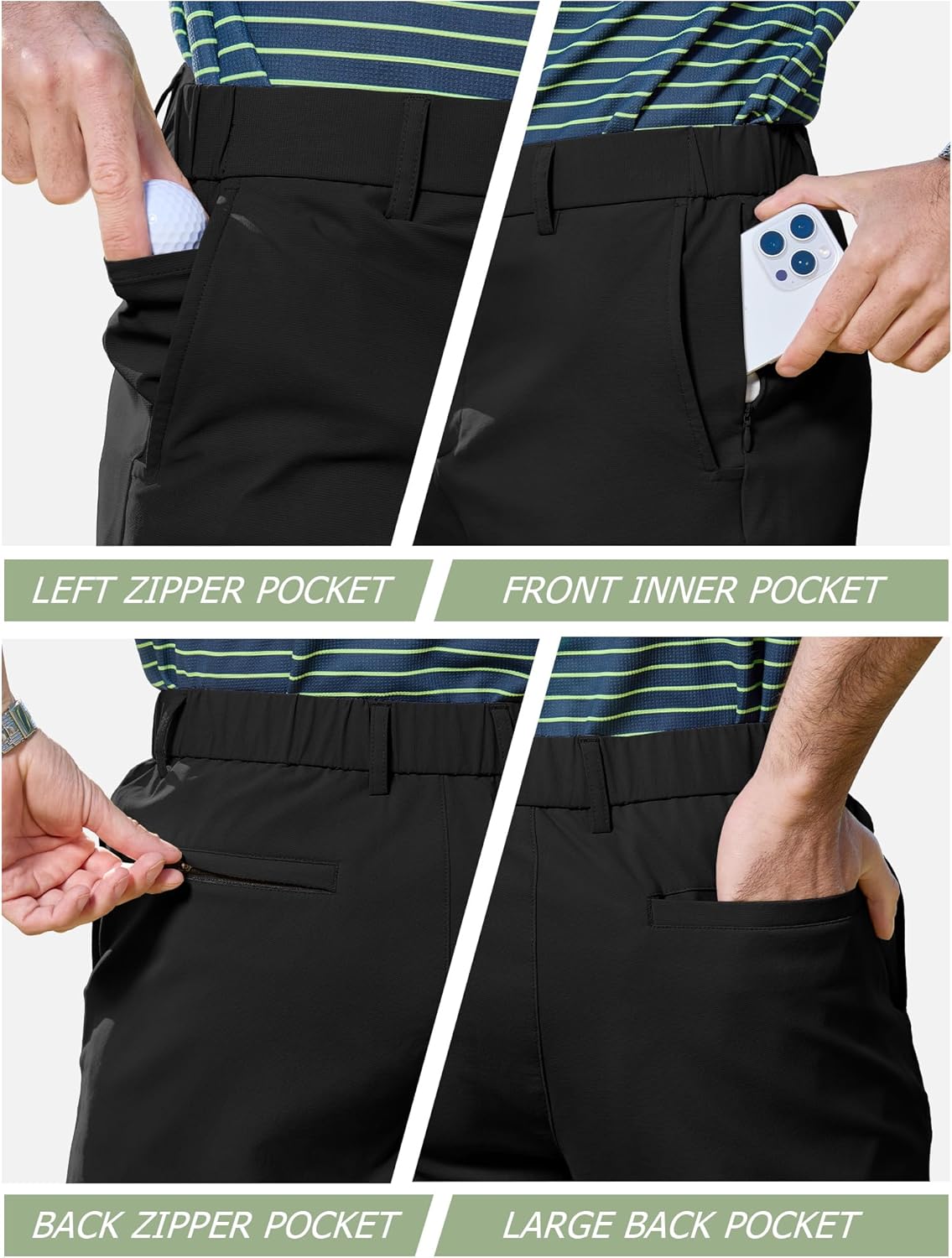 JEMLDL Mens Casual Shorts with 6 Pockets 7" Quick Dry Golf Shorts Stretch Flat Front Hybrid Shorts Elastic Waistband