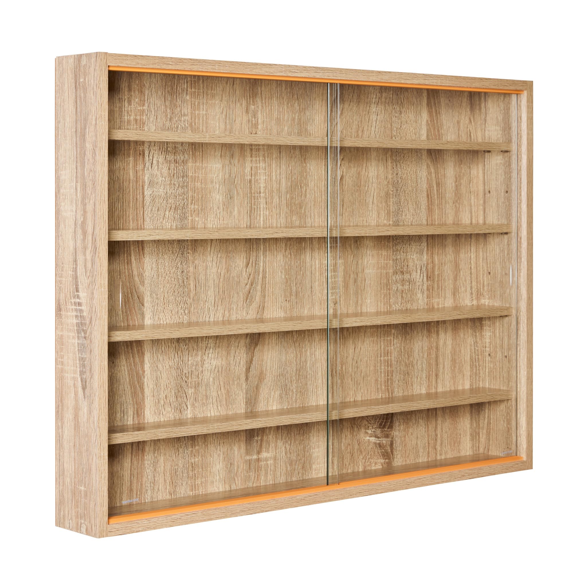 Inter Link - Sammlervitrine - Hängevitrine - Wandregal - Glasvitrine - Wandvitrine - Hängeregal - Schaukasten - MDF - Sonoma Eiche Nachbildung (80x60x9.5 cm) Collectizioni