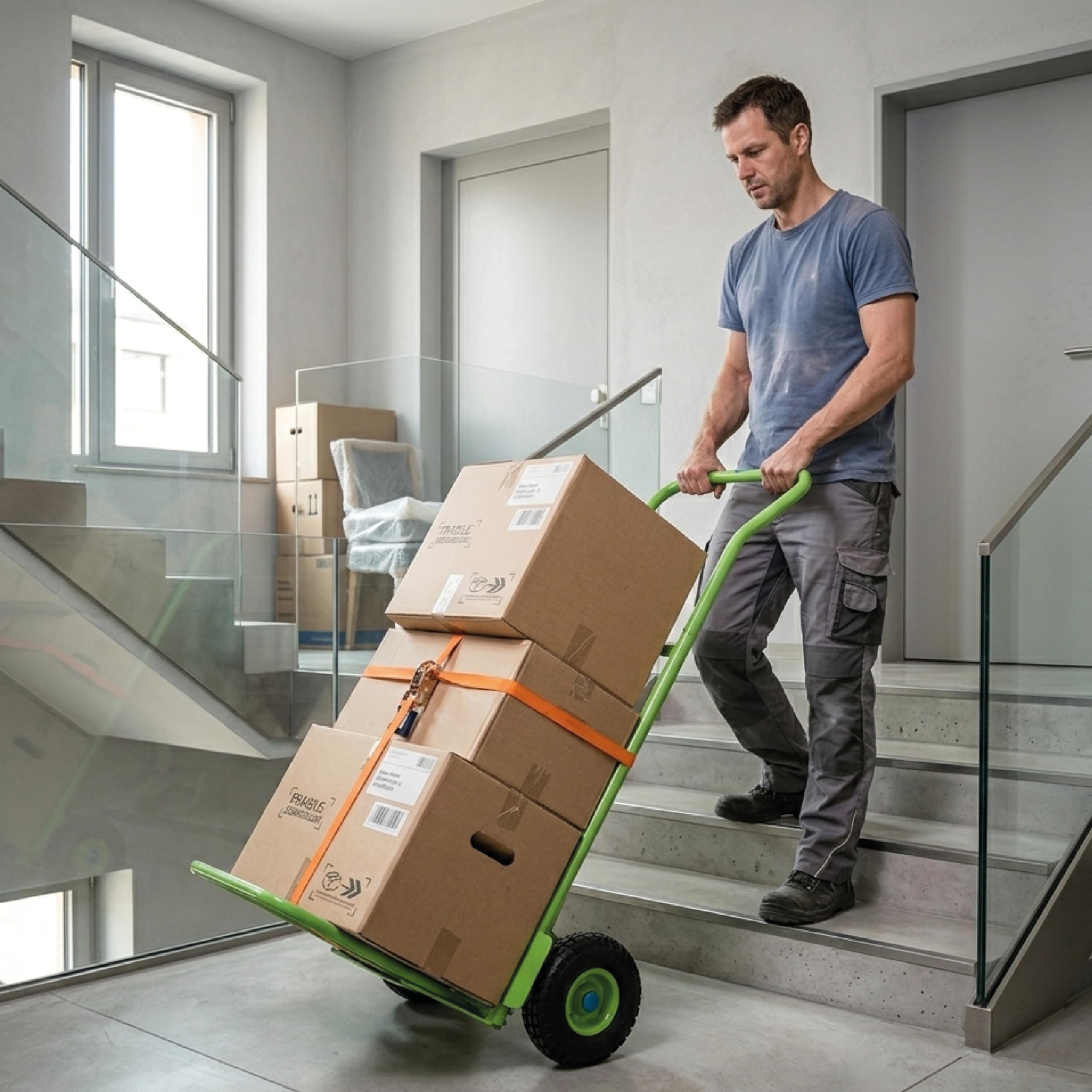 Sackkarre Paketsackkarre mit 2 Plattformen klappbar grün 150 kg Tragkraft 24 cm Reifendurchmesser 49 x 89 x 122 cm Gesamtmaße Transportkarre