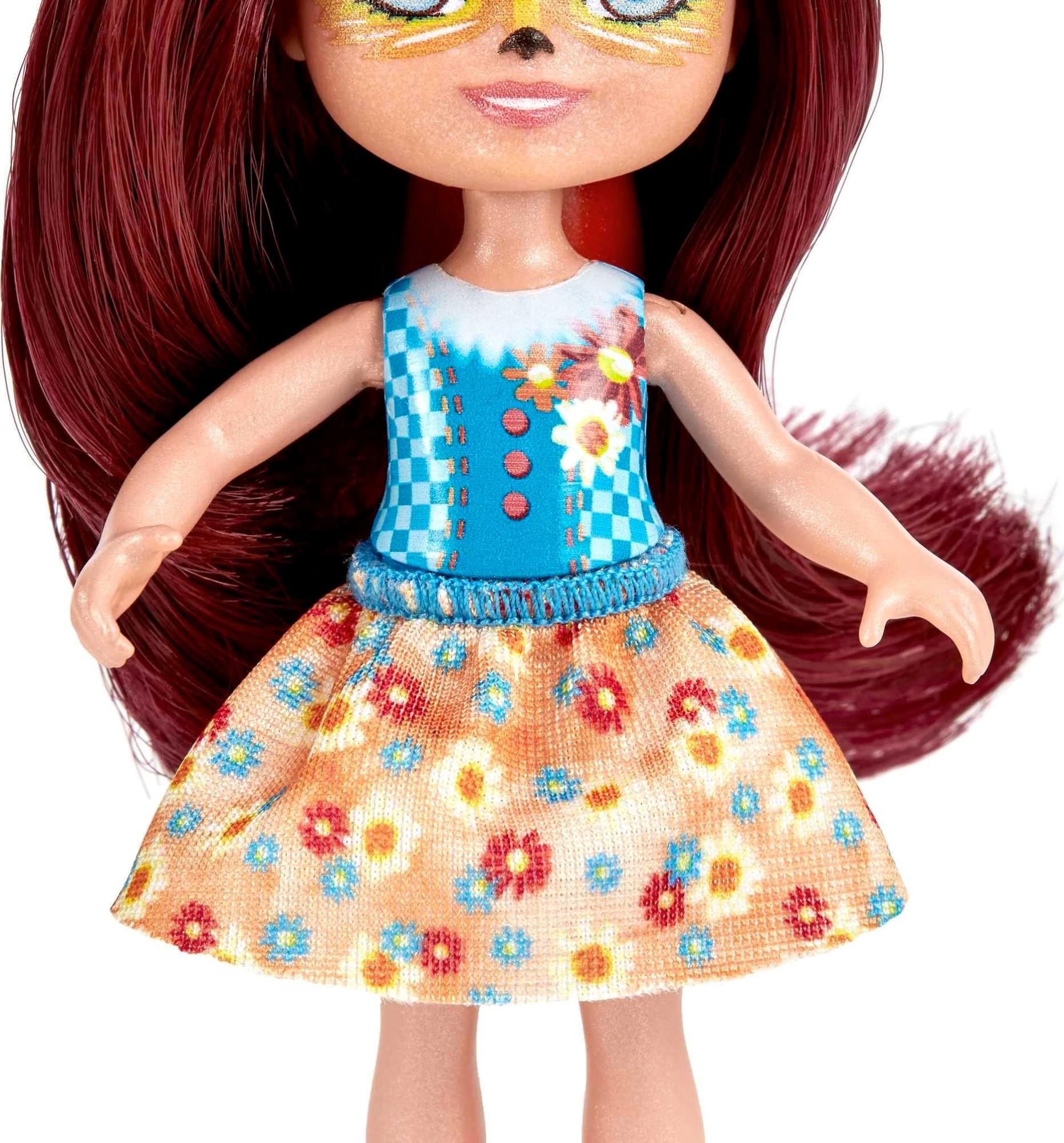 Enchantimals Lalki siostry Felicity i Feana Fox (15 cm i 10 cm) 2-pak lalek z 2 figurkami zwierzątek, doskonały prezent dla dzieci od 3 roku życia, HCF81