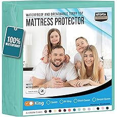 Utopia Bedding Waterproof Mattress Protector Queen Size, Premium Terry Mattress Cover 200 GSM, Breathable, Fitted Style with Stretchable Pockets (Teal)