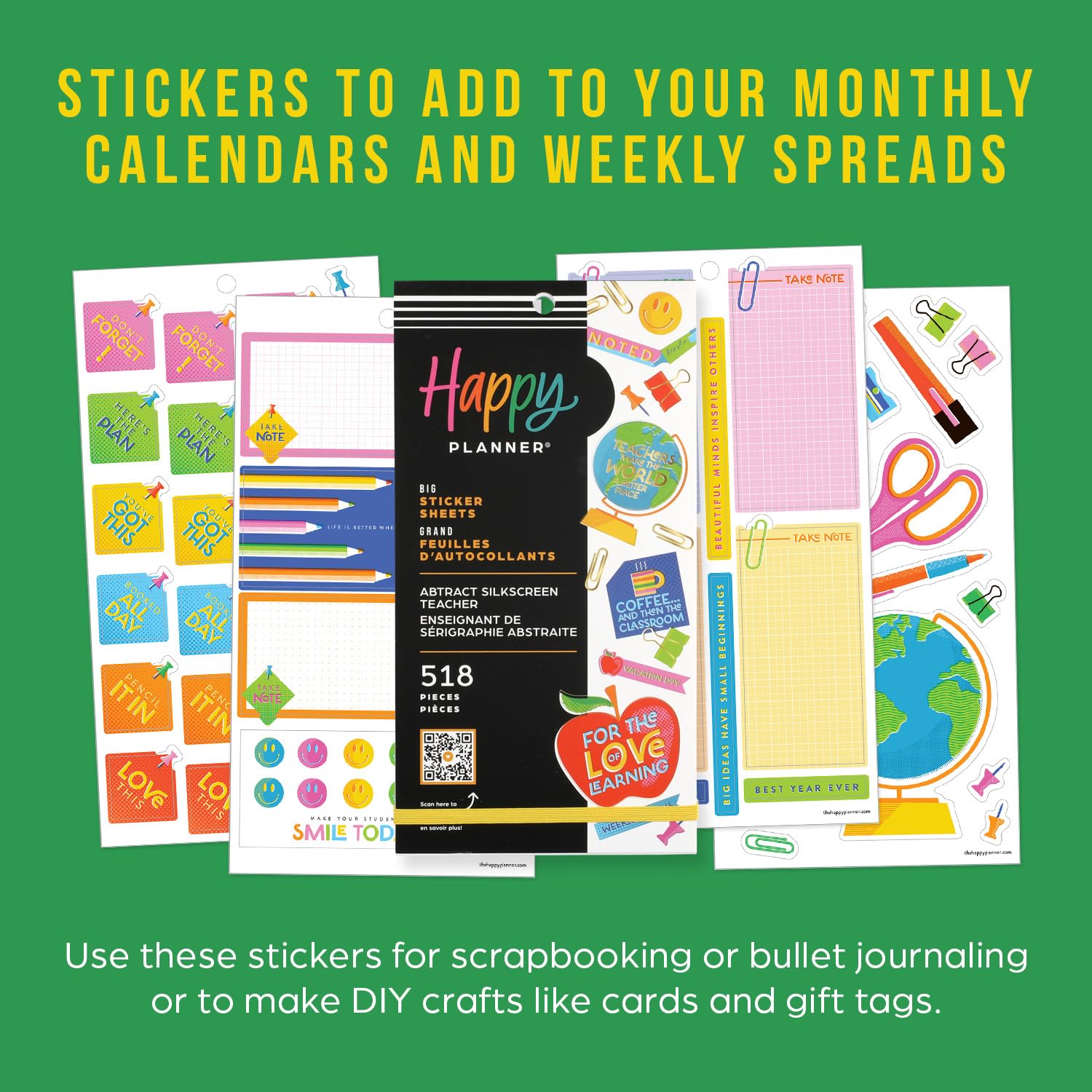 Happy Planner Stickers Set for Teachers Planners and Projects, Multicolor Stickers, Large Size - Image 3