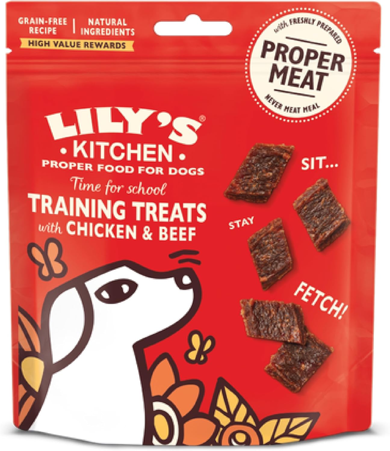Lily’s Kitchen Made with Natural Ingredients Adult Dog Treats Packet Time for School Training Treats with Chicken & Beef 8 x 70g