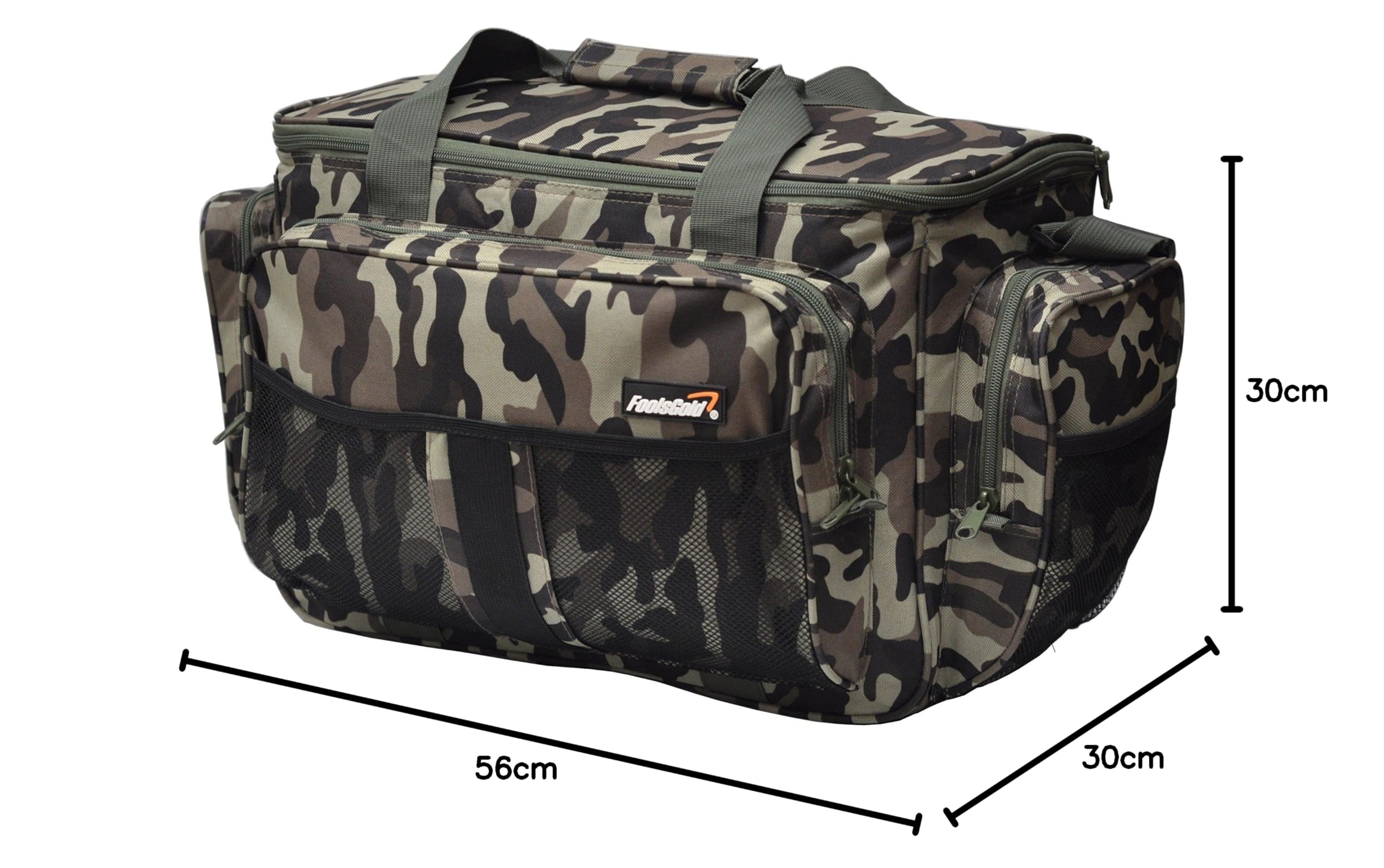 Grand sac fourre-tout de pêche isolé camouflage foolsGold