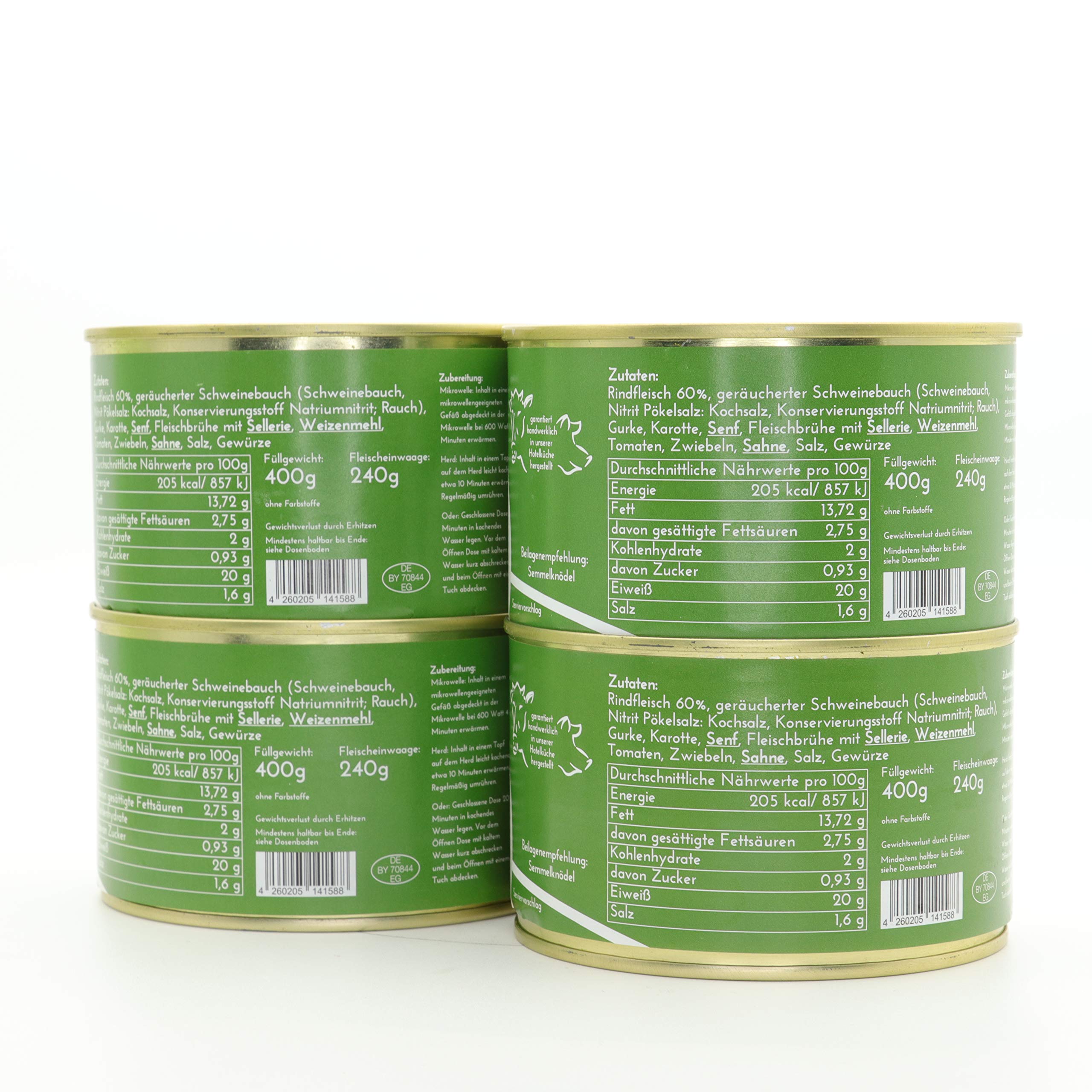 4 X Set - Konserve Diem Roulade vom Rind - Klassisch gefüllt - zwei Rouladen je Konserve - lange haltbar - Feinkost -