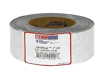 EternaBond AlumiBond 2" x50 MicroSealant Tape with 4mil Aluminum Backer | 21 mil Total Thickness | EB-AB020-50R - One-Step Durable, Waterproof and Airtight Repair