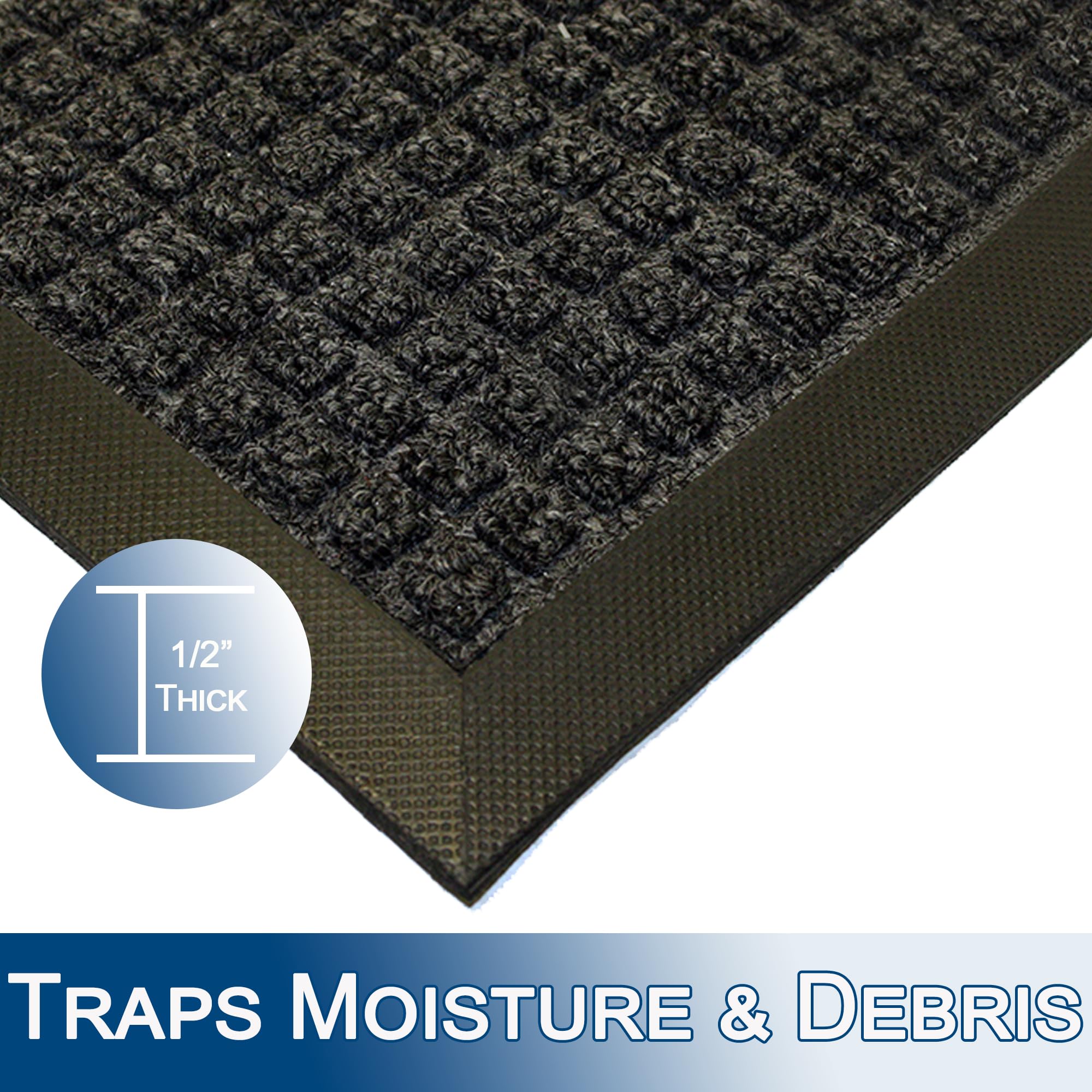 Durable Stop-N-Dry Indoor Rubber Backed Carpet Entrance Mat, 3' x 4', Charcoal — Amazon image 4
