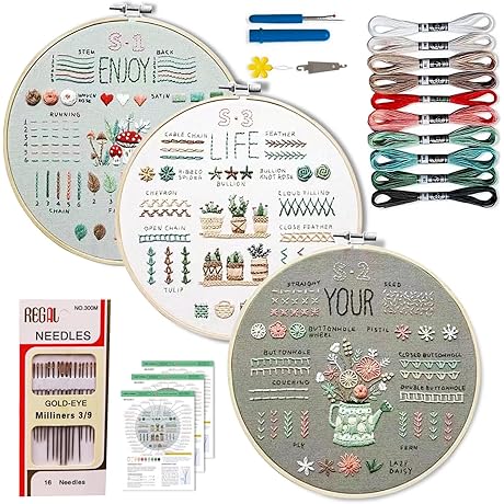 Santune 3 Sets Embroidery Starter Kit: Ignite Your Creativity