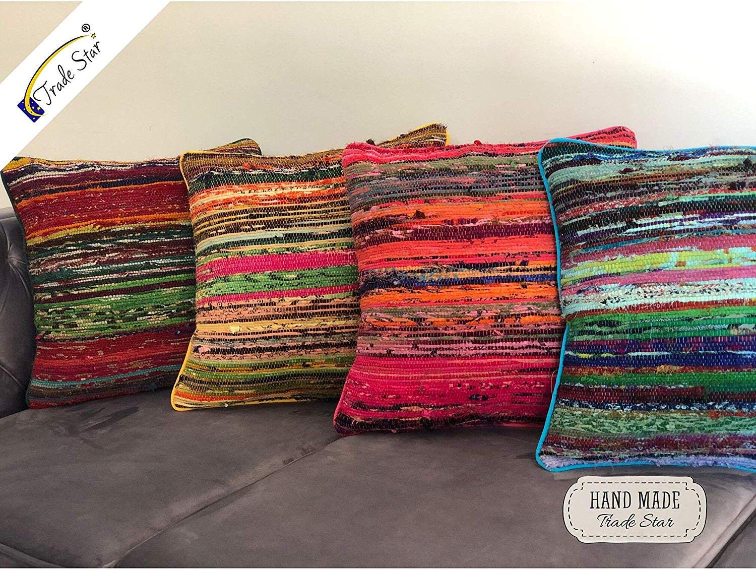 Trade Star - juego de 4 fundas de cojines para alfombras, fundas de cojines decorativas para sala de estar,cojín de alfombra,cojín de decoración para el hogar
