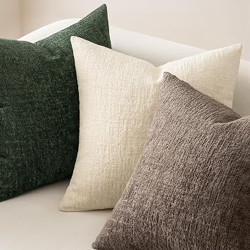 MIULEE Decorative Throw Pillow Covers 18x18 Pack of 2 Beige Couch Pillow Covers Soft Cozy Textured Chenille Pillowcases for Home Decor Sofa Living Room Cushion Bedroom