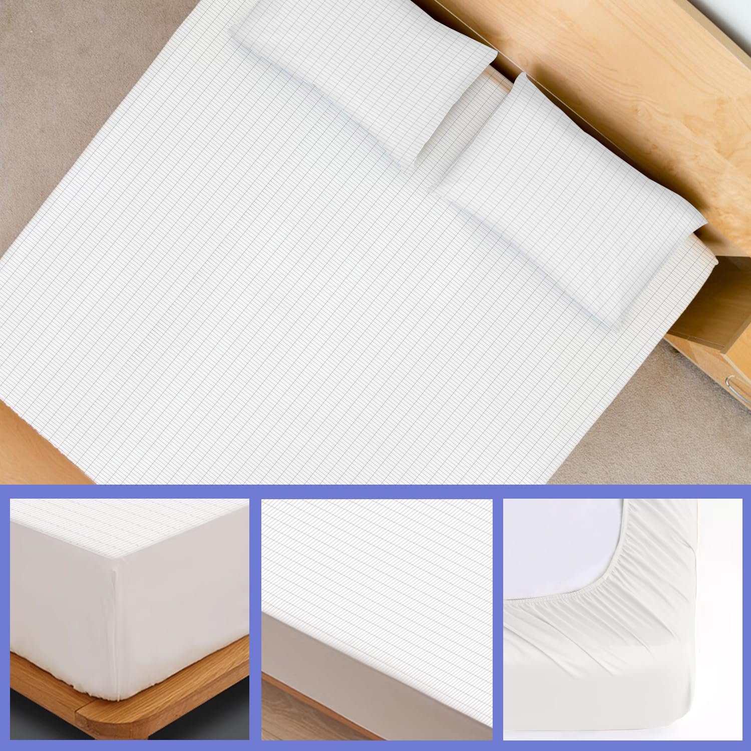 Lenzuolo con angoli di messa a terra con cavo di messa a terra, dimensioni queen size, 5% fibra d'argento e 95% fibra di cotone, lenzuolo conduttivo per una migliore protezione EMF del