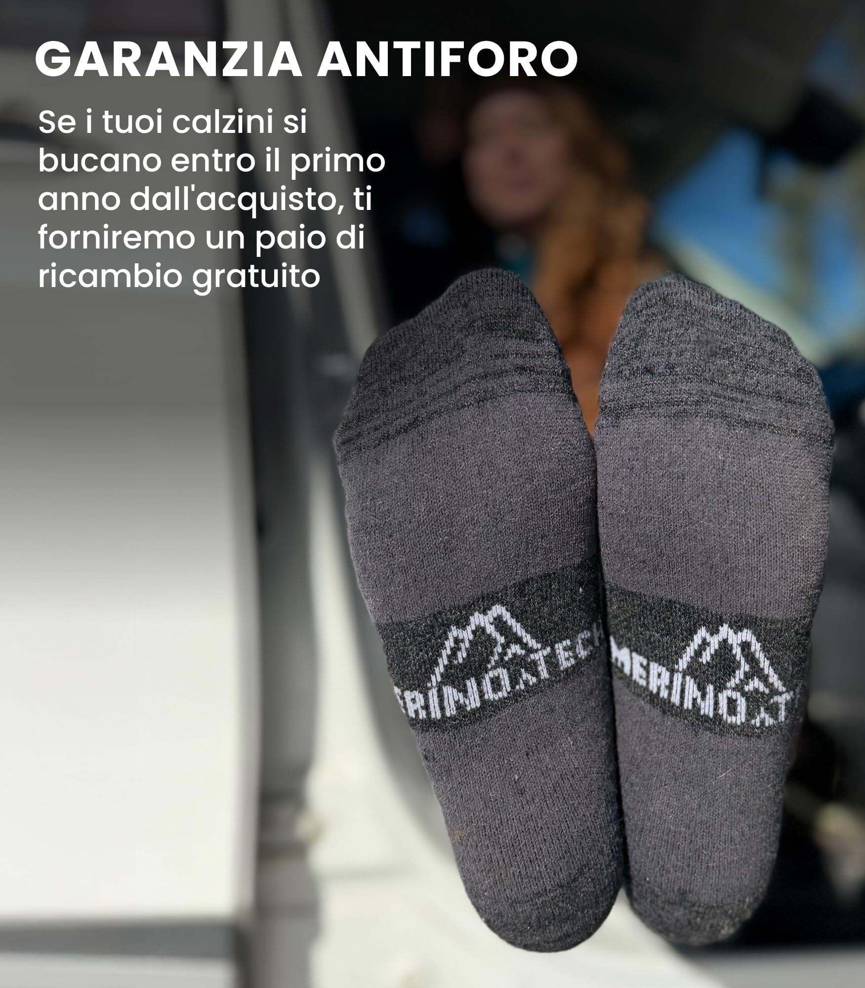 Merino.tech Calze Lana Merino Uomo e Donne - Termici Running Trekking | Calzini Stile Crew, Suola Imbottita, Anti-Vesciche, Anti-Odore, Traspiranti, Resistenti, Morbide, Facili da Curare
