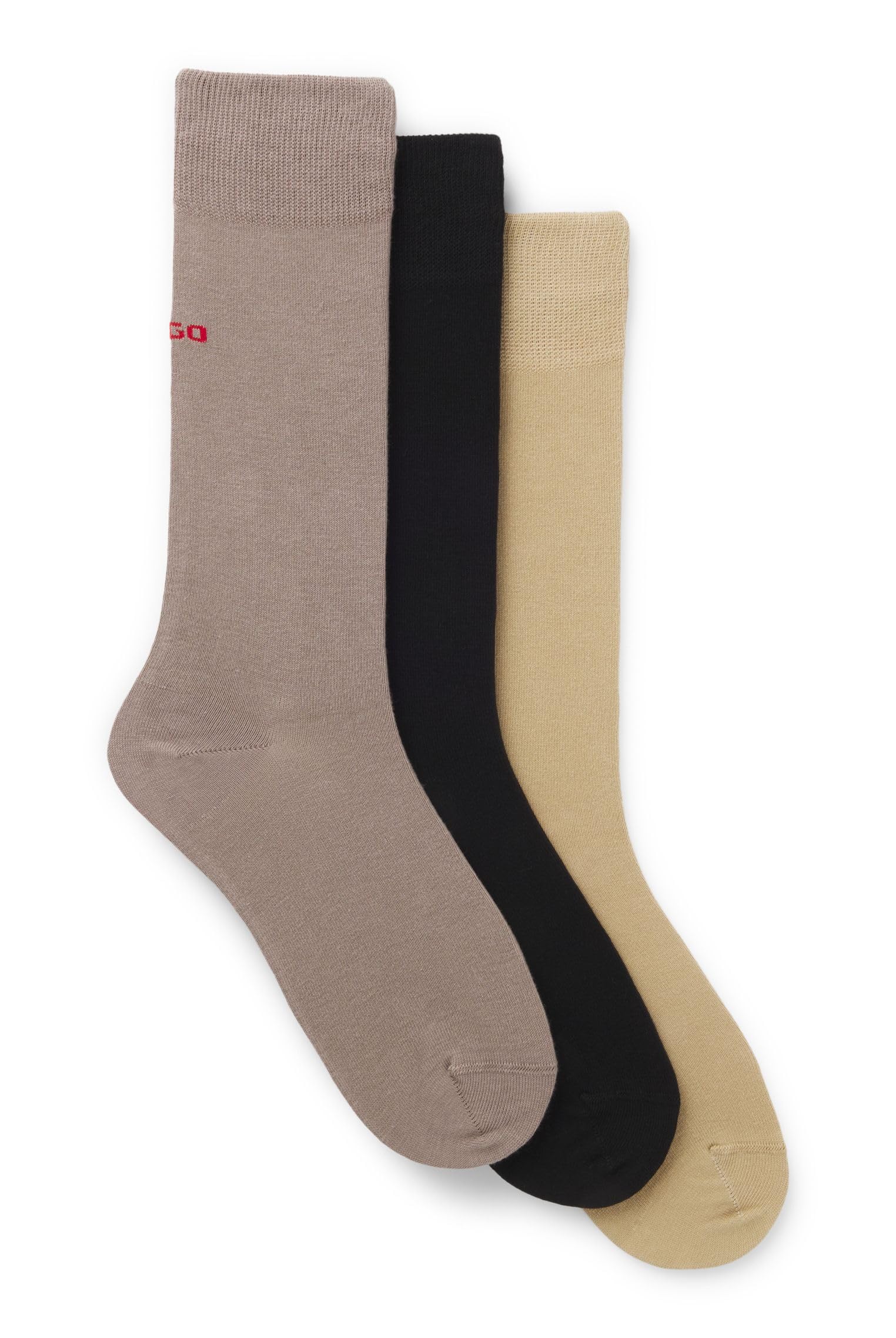 HUGO Mens 3P RS UNI CC Three-pack of logo-detail socks in a regular length