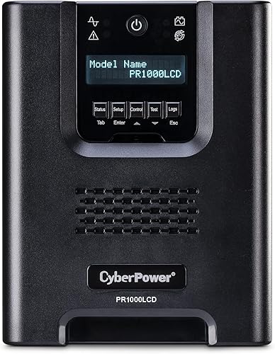Vista 11 de CyberPower, torre pequeña de suministro ininterrumpido de energía con LCD, onda senoidal, aplicación inteligente 1500VA Negro