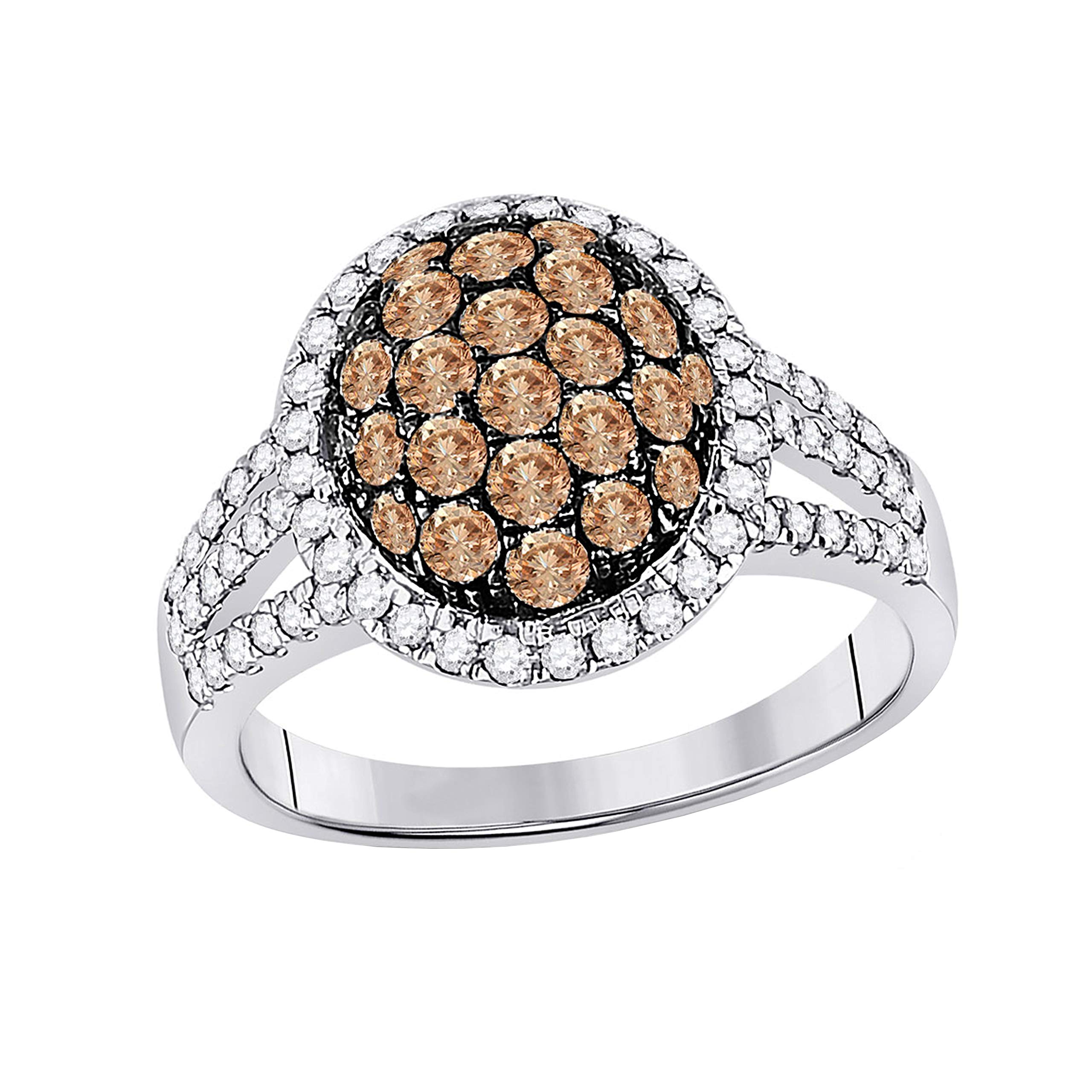 DazzlingRock Collection 10 quilates oro blanco redonda Brown Diamond