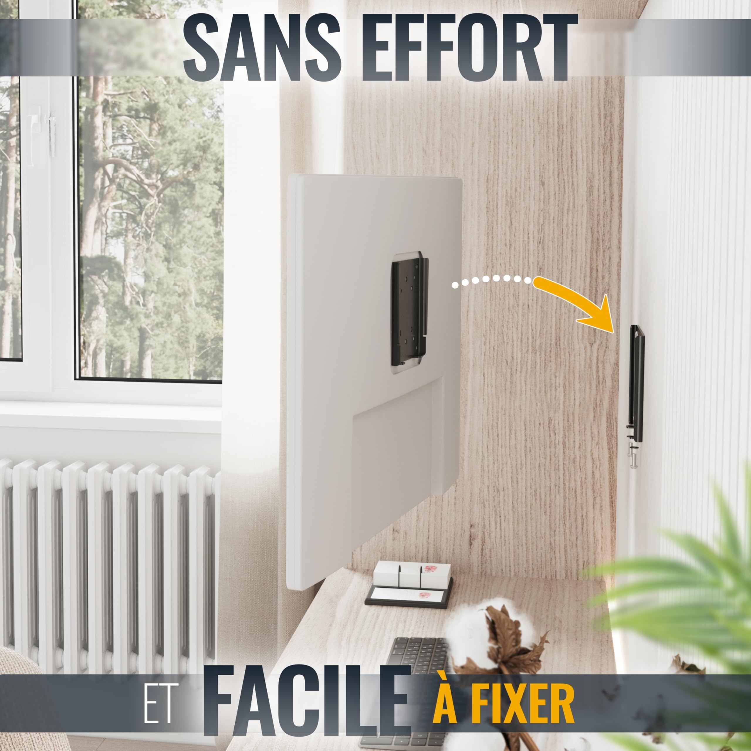 RICOO F0311 Support Mural Écran PC TV 13 17 19 22 24 27 28 32 34 Pouces Fixe Plat Ultra Slim Universel Fixation Murale TV QLED OLED LED LCD VESA 50x50 75x75 100x100