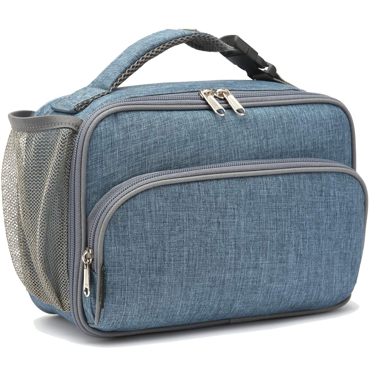 FlowFly Kids Lunch box Insulated Soft Bag Mini Cooler Back to School Thermal Meal Tote Kit for Girls, Boys,Navy