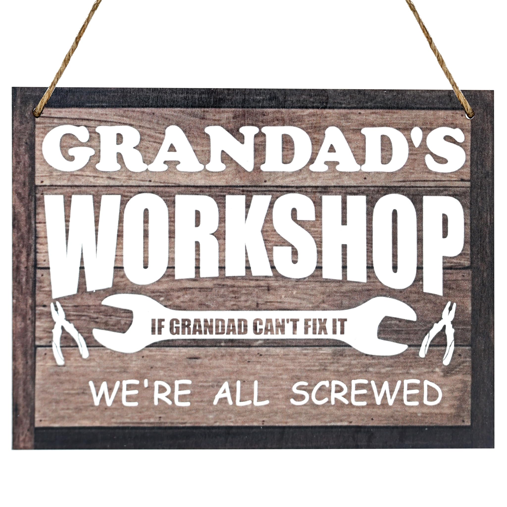 Mitibet Grandad Birthday Gifts, Workshop Wooden Plaque Sign, 20x15cm Decor