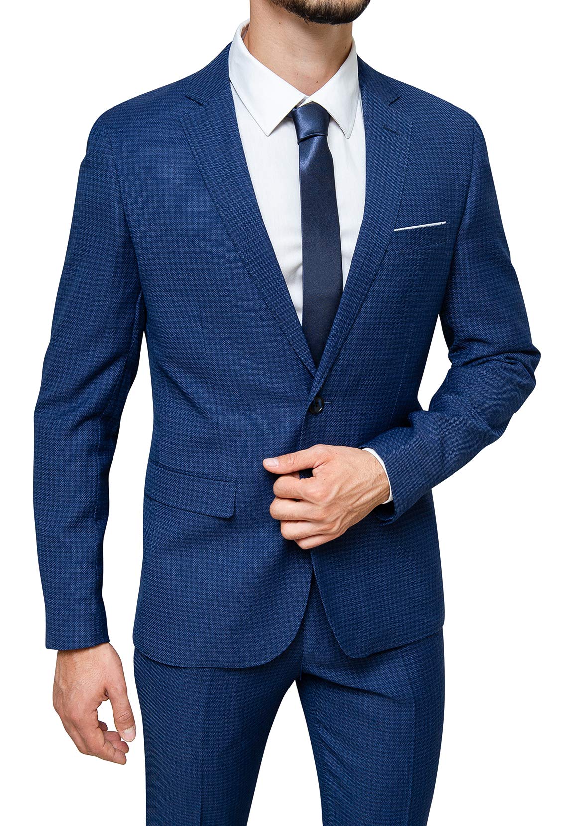 Abito Uomo Sartoriale Blu Slim Fit Vestito Smoking Elegante Cerimonia