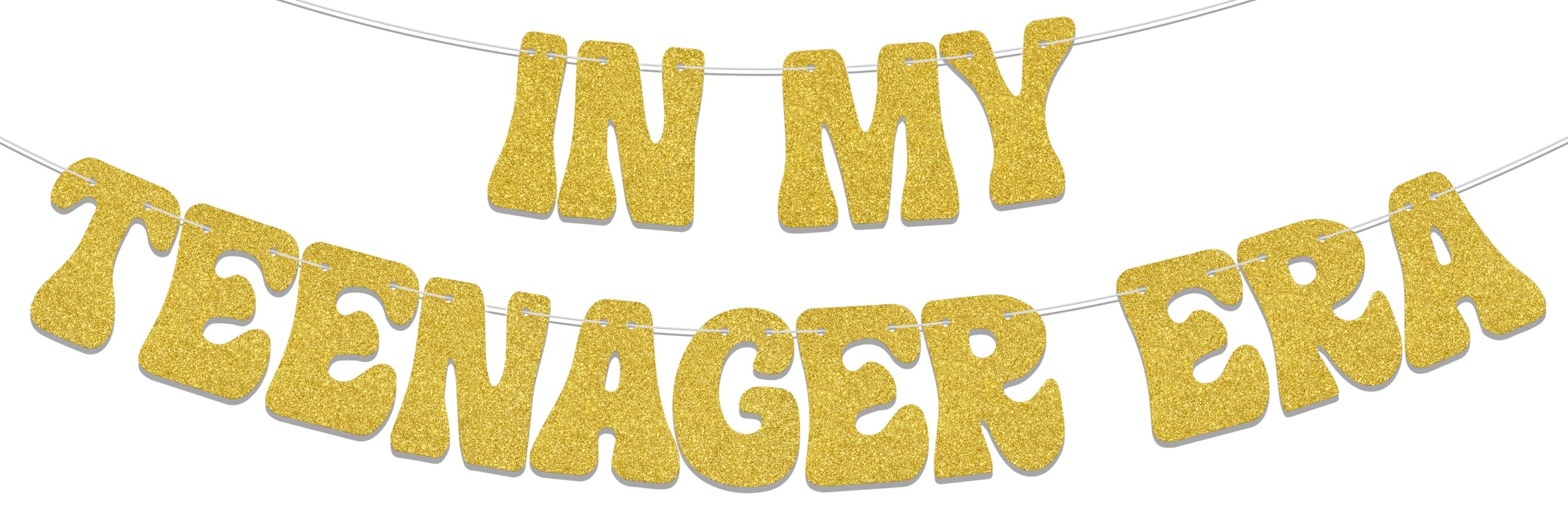 In My Teenager Era Banner, 13th Birthday Party Decorations, Cheers to 13 Years, Happy 13th Birthday Party Decor Supplies Gold