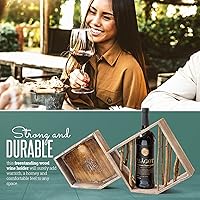 Vista 7 de Soporte para botellas de vino – Estante individual de madera de abedul rústico para botellas de vino con soporte de corcho, vitrina de madera